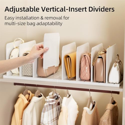 Stackable Purse Organizer for Closet Acrylic Shelf Divider, 6 Pack - Image 2