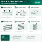Hsscblet 8-Tier Metal Shoe Rack for Closet and Entryway with Hooks, Black - Image 6