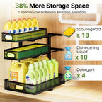 Under Sink Organizer 3 Tier, 4 Pack L-Shaped Pull-Out Cabinet Organizer with Sliding Metal Mesh Drawers, Height Adjustable Under Sink Storage Rack for Kitchen Bathroom Cabinet, Black - Image 6
