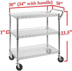 Seville Classics 3-Tier UltraDurable Commercial-Grade NSF-Certifed Service Utility Storage Cart, 34" W, Chrome (1 Pallet of 34 Packs) - Image 6