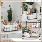 4 Pack Metal Basket with Liner Wooden Bottom Bathroom Baskets Organizer Multiple Sizes Wire Storage Rustic Farmhouse Decor for Home Kitchen Toilet Cabinets Pantry Laundry Room - Image 6