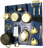 Wall Control Kitchen Pegboard Organizer Pots and Pans Storage Rack Organization Kit with Blue Pegboard and Black Accessories by Wall+Control
