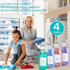 VZZNN 4 Pack Laundry Bottles 53oz Plastic Liquid Detergent Dispenser with 20 Label Laundry Room Organization for Liquid Powder Bleach Scent Booster Beads Soap Fabric Softener - Image 7