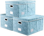 PRANDOM Extra Large Collapsible Storage Cubes with Lids Fabric Decorative Storage Bins Boxes Organizer Baskets with Cover Handles for Bedroom Closet Living Room 19.6x15.7x11.8 Inch 3 Pack by Prandom