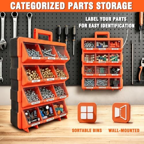 Tool Box Organizer,12-Compartment Portable Small Parts Organizer - Image 5