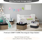 COMFY-HOMI 3PACK Cotton Rope Square Basket with Handles for Shelves|Dog Toy Bin and Storage|Baby Gift|Shoe Organizer|New 13.5" x 11" x 9.5" for Living Room (Black/Jute) - Image 3