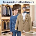 HOUSE DAY 14 Inch Kids Velvet Hangers 50 Pack, Durable Big Kid Hanger Black - Image 2