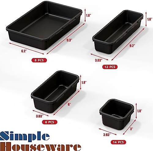 Simple Houseware Interlocking Desk Drawer Bins Organizer, 42 Packs, Black - Image 7