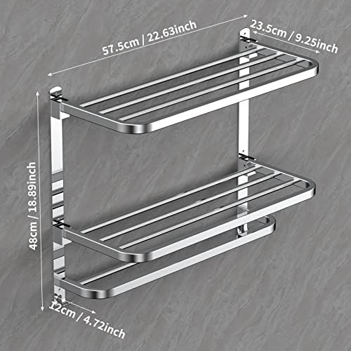CAXIMSY 22.8Inch Towel Rack for Bathroom and Lavatory Towel Hanger with Wall Mount Towel Bars 304 Stainless Steel No Drill (Collapsible Towel Rack) - Image 5