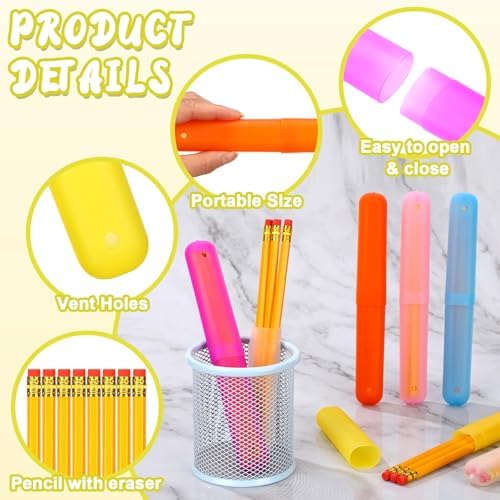 48 Sets 48 Travel Toothbrush Holder with 144 Pencils Multipurpose Toothbrush Case with Ventilation Hole Plastic Toothpaste Boxes Containers Portable Dust-Proof Tooth Brush Cover Protector for School - Image 3