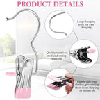 Yinder Boot Hangers Clips Laundry Hooks Hanging Stainless Steel Clothes Pins Portable Hangers for Closet Travel Socks Pants Handbags Hats Towels(Pink,250 Pcs) - Image 4
