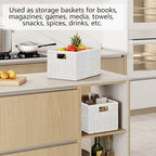 Vagusicc 2 Packs Large Wicker Storage Basket, Closet Storage Baskets Bins for Shelves, Decorative Collapsible Baskets for Organizing Clothes Toy Nursery Bathroom Organizers and Storage, White - Image 6