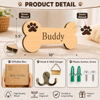 Personalized Dog Bone Leash Holder for Wall Mount, Custom Wooden Bone Leash Hook with Name, Pet Collar and Harness Organizer for Entryway, Key Hook Gift for Pet Lovers & Dog Owners, Home Wall Décor - Image 5