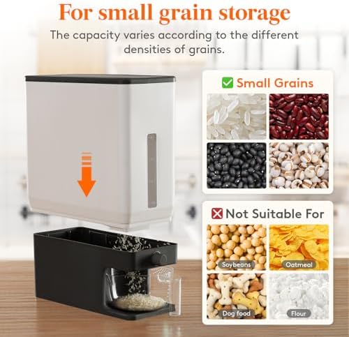 Lifewit Rice Container 28 Lbs, One-Press Dispenser with Measuring Cup - Image 6