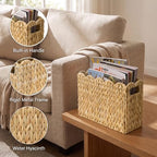 Magazine Holder with Handle, Handwoven Magazine Basket - Image 3
