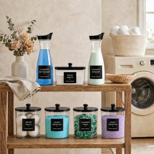 Laundry Room Organization Set, 5 Laundry Containers, 2 detergent dispenser - Image 3