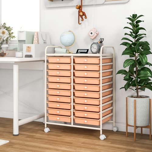 COSTWAY 20-Drawer Rolling Storage Cart, Utility Storage Organizer Cart - Image 2