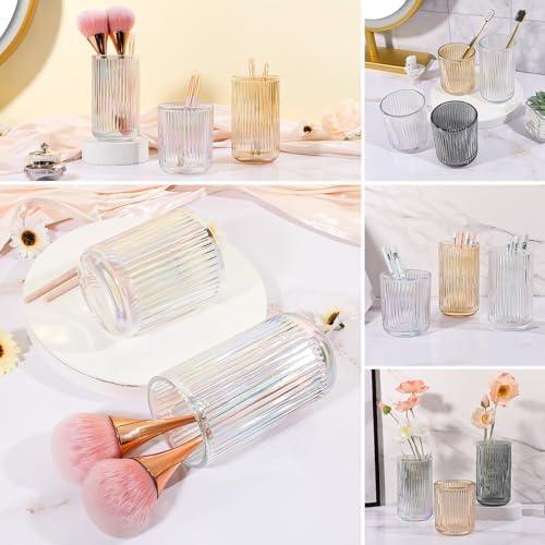 DASITON Makeup Brush Holder Organizer, Crystal Glass Makeup Brushes Storage Holder, Vintage Make Up Brush Cup for Vanity, Pen Pencil Holder for Desk, Toothbrush Holders for Bathroom (Colorful SL) - Image 4