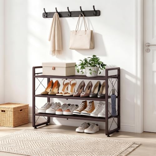 ELYKEN Expandable Shoe Rack for Closet, 3-Tier Metal Bronze Shoe Organizer - Image 2