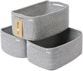 MiniArk Small Storage Baskets for Organizing | Closet Organizer Bins | Shelf Toy Basket | Woven Rope Baskets | Cube Decorative Box | Shallow Basket | 13x8.5x5.1” | 3 Packs Mixed Grey by MiniArkStorageBasketsHome