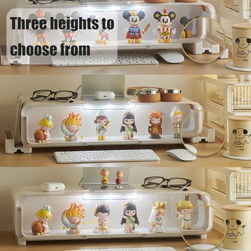 WMM Monitor Stand Riser, Computer Monitor Stand with Drawer and Display Minifigures, Computer Desktop Stand with Lights, Removable Elevated Structure, Compatible with Computers, Desktops, and Laptops - Image 5
