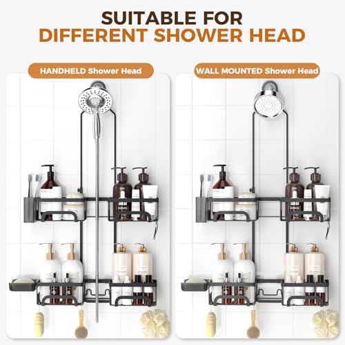 REINHARDT Split Shower Caddy Hanging for Handheld Showerheads, Black - Image 3
