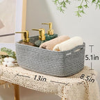 MiniArk Small Storage Baskets for Organizing | Closet Organizer Bins | Shelf Toy Basket | Woven Rope Baskets | Cube Decorative Box | Shallow Basket | 13x8.5x5.1” | 3 Packs Mixed Grey - Image 3