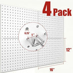 Heavy Duty Peg Board, 4 Pack Metal Pegboard Panels with 50 Hooks - Image 3