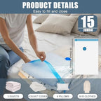 15 Jumbo Vacuum Storage Bags for Bedding with Electric Pump - Image 3