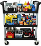 Simpli-Magic Rolling Utility Cart on Wheels, Heavy Duty Multi-Purpose Service Cart, Silver & Black, Garage, Warehouse & Commercial Use by Simpli-Magic