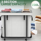 Laundry Basket with Lid, 230L Rolling Laundry Hamper with Wheels,White - Image 2
