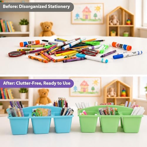 6 Pack Classroom Caddy with Handle, 6 Compartment (Rainbow) - Image 4