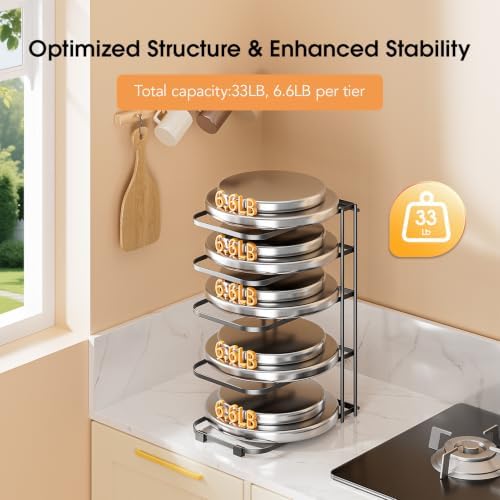 ORDORA 5-Tier Pot and Pan Organizer 13.6", No Assembly Cookware Rack 2-Pack - Image 5