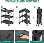 YITAHOME 3-Tier Folding Utility Cart with Wheels (2 Brakes), 240lbs - Image 2