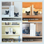 Metal Bookends Set of 2, Heavy Duty Book Ends for Heavy Books, Black Decorative Bookends for Shelves Desk Office Home Decor - Image 6