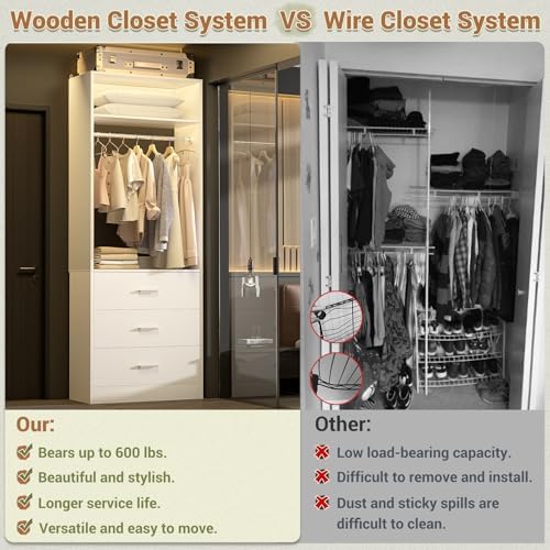Besiost Closet Systems with 12 Wood Drawers, Closet System Set of 4 - Image 3