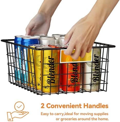 6 Pack Metal Wire Baskets, 15.4" x 11.8" Large Storage Basket for Organizing, Suitable for Kitchen Cabinet Pantry, Black - Image 5