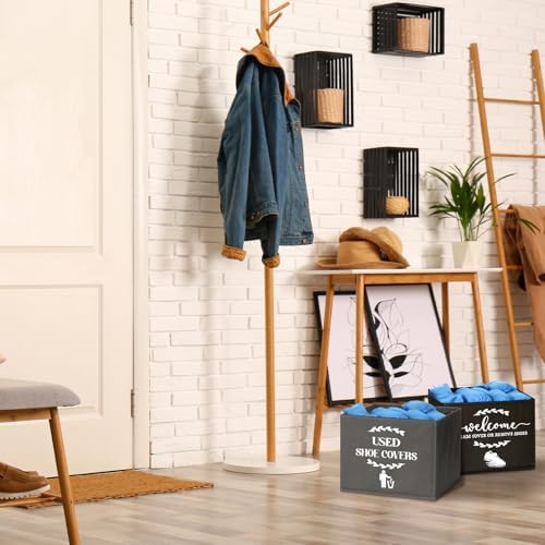 Suzile 200 Pcs Disposable Shoe Covers with 2 Pcs Box Open House Supplies Foldable Booties Shoe Covers Holder Storage Bin for House Indoor Guest Supplies, 10 x 10 x 8 Inch (Black,Gray,Blue) - Image 6