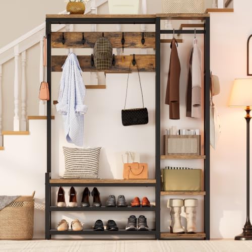RALGEND Hall Tree with Bench and Shoe Storage, Shoe Rack with Coat Rack - Image 2