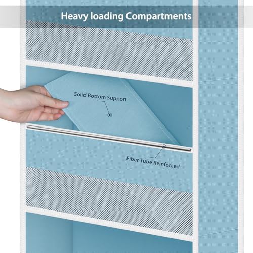 Univivi Fabric Over Door Hanging Organizer for Baby Nursery, Blue, 6-Shelf - Image 5