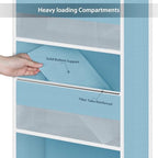 Univivi Fabric Over Door Hanging Organizer for Baby Nursery, Blue, 6-Shelf - Image 5