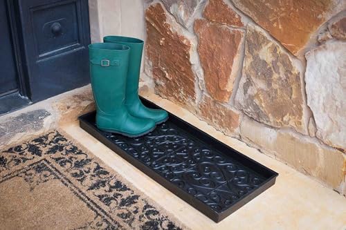 BIRDROCK HOME Large Rubber Boot Tray, Black, 34x14in - Image 2