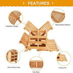 Bamboo Dish Drying Rack, 3 Tier Collapsible Wooden Dish Drainer Rack with Utensil Holder, Plate Rack for Kitchen Counter, Large Folding Drying Holder 51 pcs Grid - Image 4