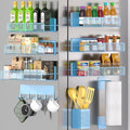 Magnetic Spice Rack for Refrigerator, 10 Pack Metal Magnetic Shelf, Moveable Spice Organizer with Hook Rack, Paper Towel Holder, Kitchenware Holder, Strong Magnetic Storage Fridge Organizer Blue by DTUQYX