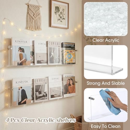 4 Pack Clear Acrylic Magazine Holder Wall, Brochure, 24 Inch - Image 3