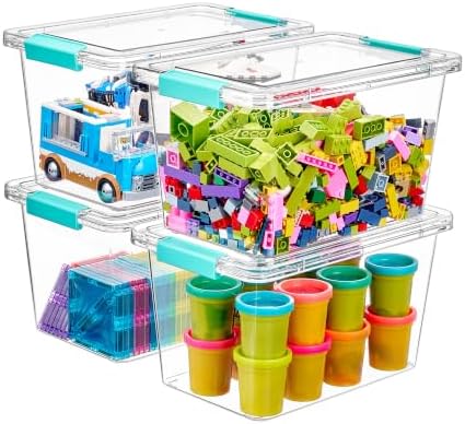 Vtopmart 4 Pack 5 Qt Clear Storage Bins with Lids for Toy & Craft Storage by Vtopmart