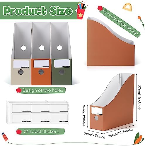 Colarr 12 Pack Cardboard Magazine File Holders Book Bins,Morandi Color - Image 2