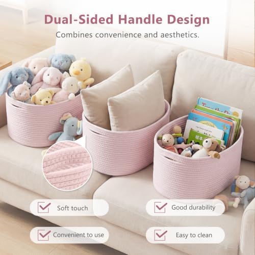ECDYQXVU 15x10x9 Inch Woven Cotton Rope Storage Basket, 2 Pack - Image 4