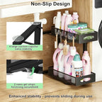 2-Pack Under Sink Organizer, 2-Tier Pull Out Cabinet Storage, Black - Image 5