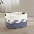 45L Woven Laundry Basket Hamper with Leather Handles,Denim Blue by SunNewt